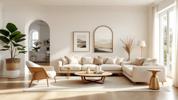 Beautifully staged bright open house living room for home staging