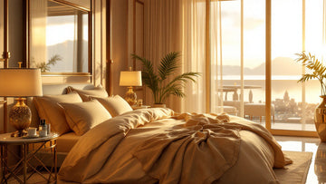 Luxurious five-star hotel suite vignette for a hotel-inspired home scent
